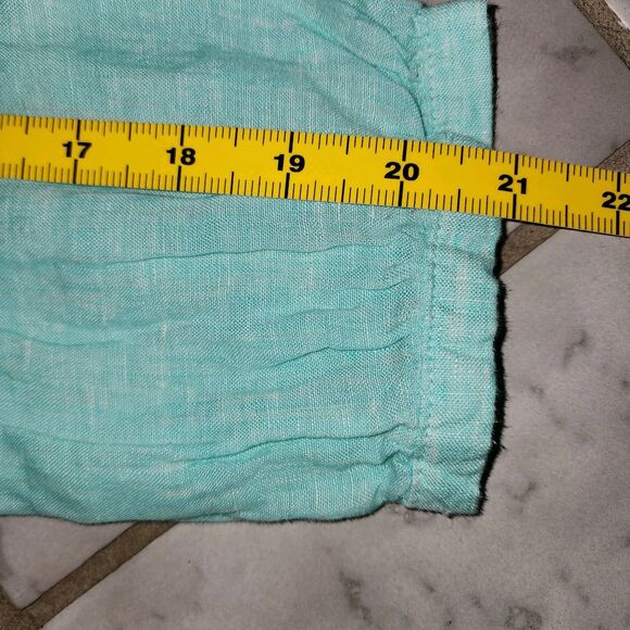 Joie 100% Linen 3/4 Sleeve V-Neck Aqua Pullover Womens Top Blouse Small Coastal - Picture 14 of 14